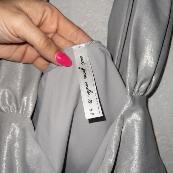 NWT UO Out From Under Silver Metallic Marina One Piece Swimsuit Size Medium - Picture 8 of 10